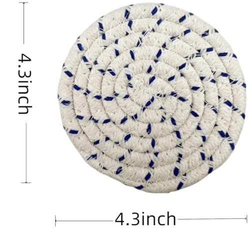 Handmade Woven Cotton Coasters - Set of with Holder, Absorbent, 8 Colors 8 4