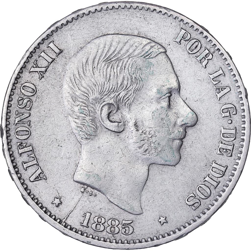 [#1507320] Philippines, Alfonso XII, 50 Centimos, 1885, Manila, Silver, AU