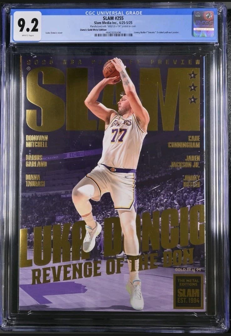 2025 SLAM Magazine #255 Luka Doncic Lakers Uniform CGC 9.2 GOLD Metal #26 of 94