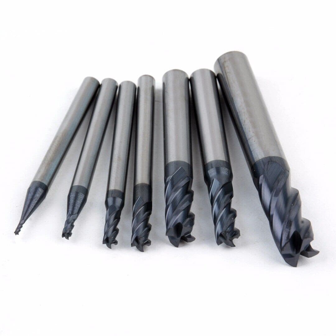 7Pcs 4 Flutes Tungsten Carbide End Mill Set CNC Milling Cutter Tool 1-8mm HRC50 2