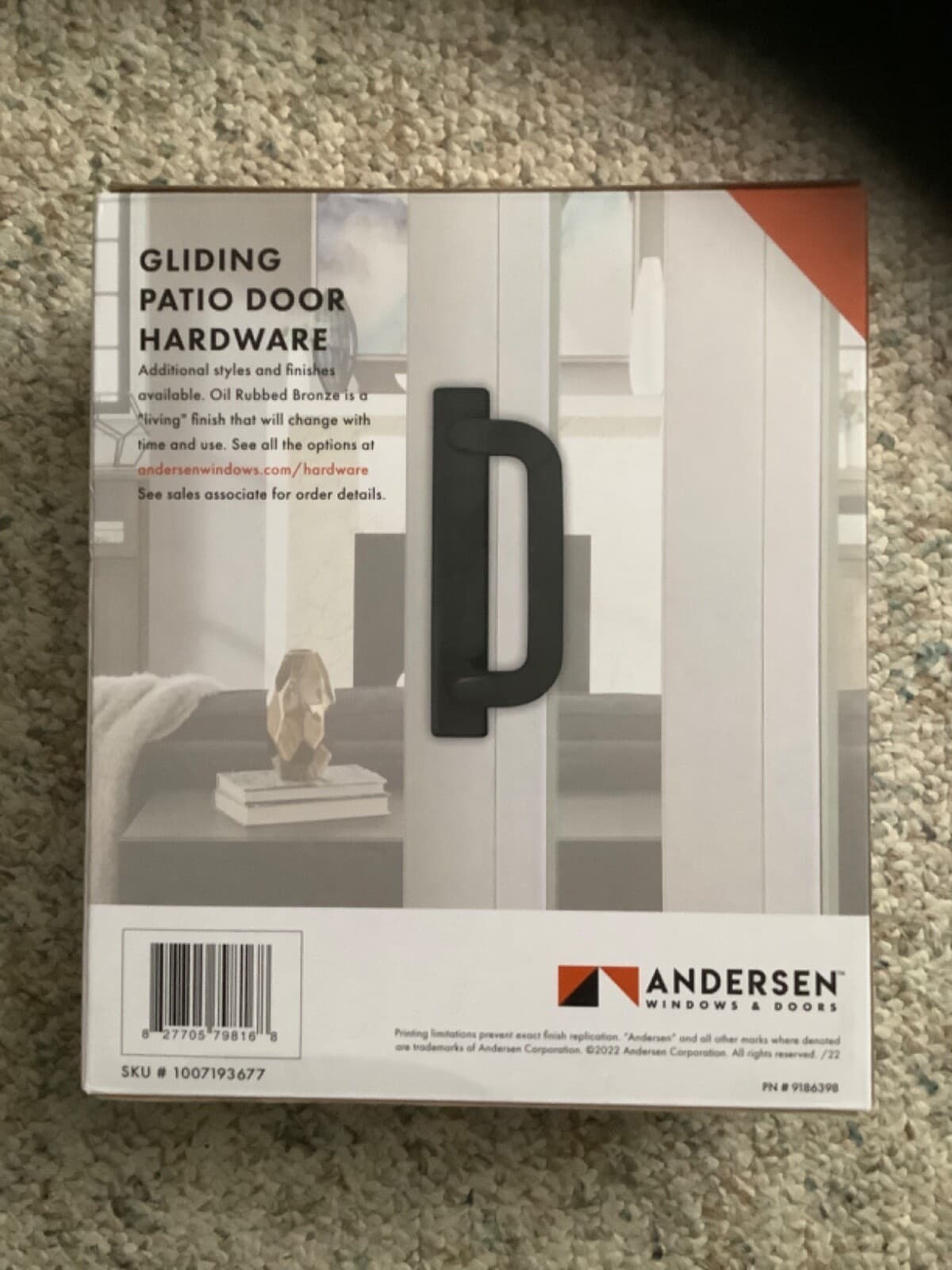 Andersen 2 Panel Gliding Patio Door Hardware, Anvers , Oil Rub Bronze 2