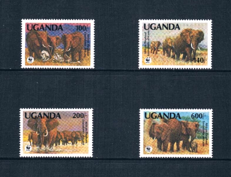 1/3 off $9.80 Scott Value - 1991 UGANDA Elephants 2nd issue CV MNH NH UMM 3