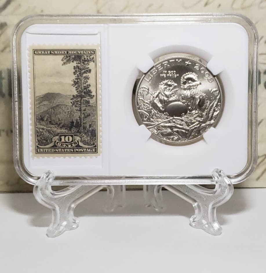 2008-S Bald Eagle Commemorative Half Dollar with Vintage Stamps - Nice W21 6