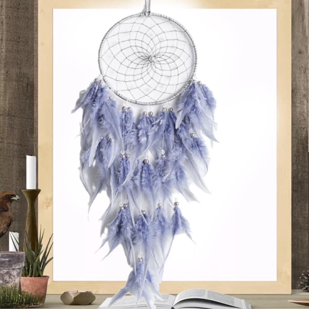 2pcs Dream Catcher Light Blue Pink Feathers Wall Hanging Decor Kid birthday Gift 6