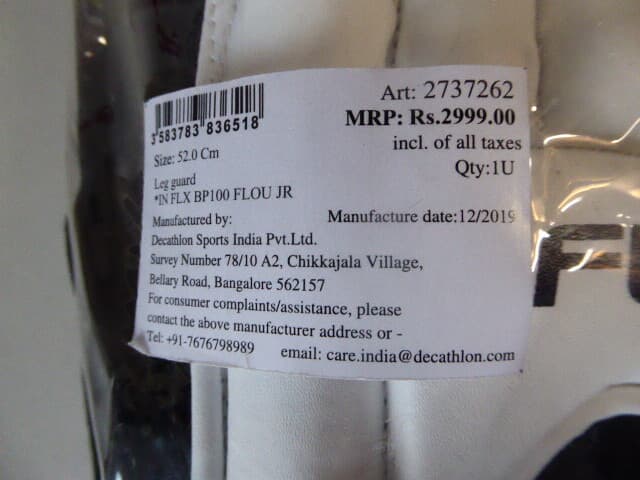 FJX BP100 Cricket Leg Guards Adult Men's Small White Padded Protectors 52 cm NWT 4