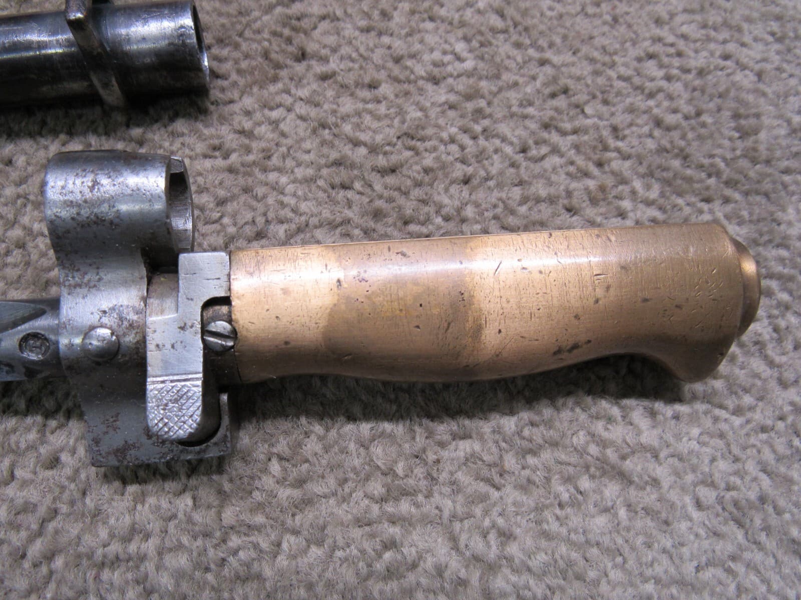 French M1886 Lebel Bayonet & Scabbard Shortened For WW1 Brass Grips 2