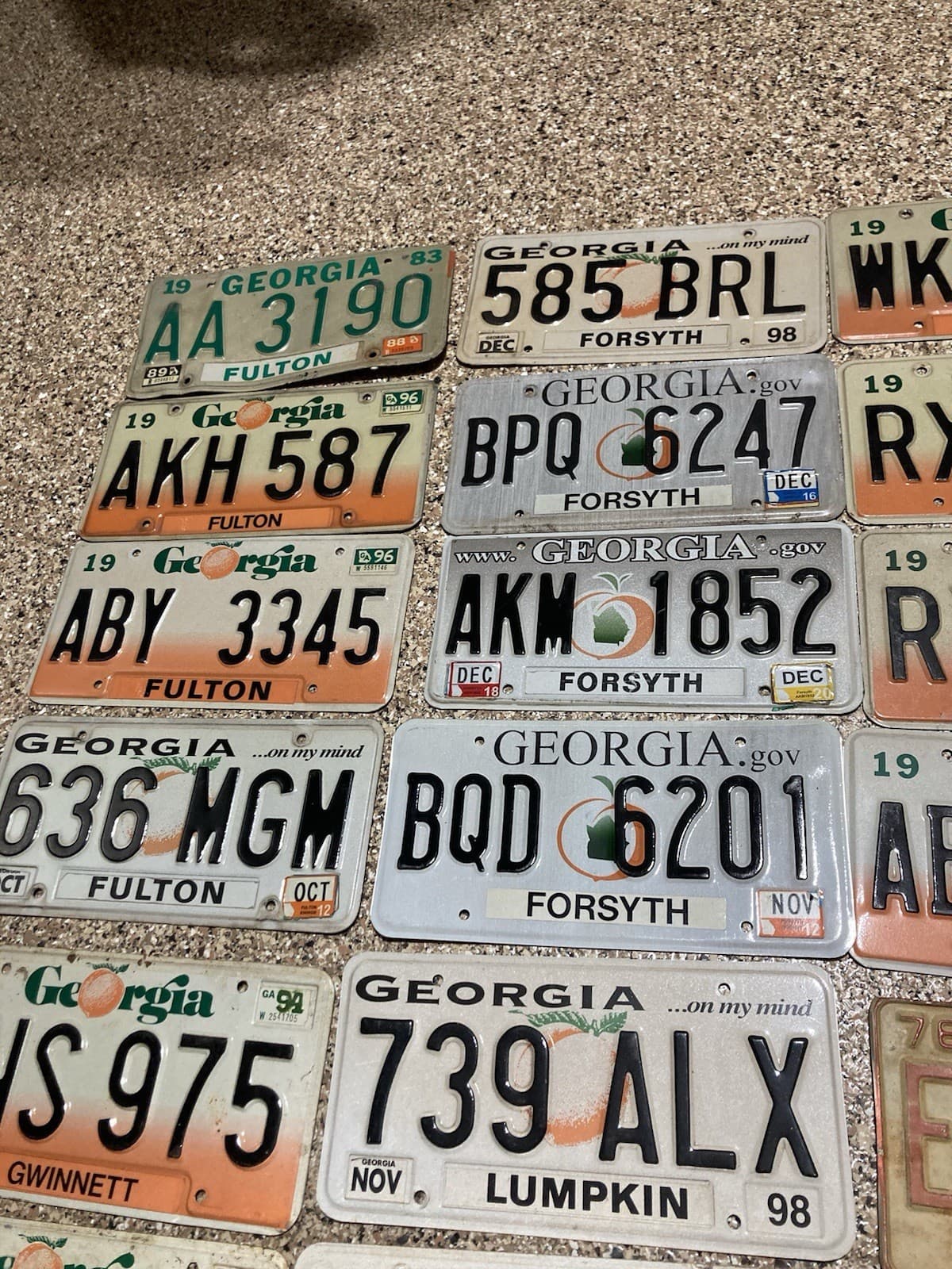 LOT (40) Georgia License Plates Peach GA Expired Craft Collect 70s 80s 90s 2000s 2