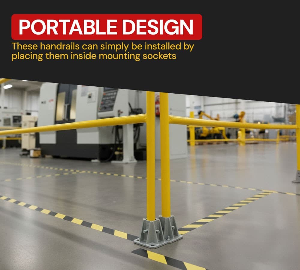 6' Steel Yellow Powder Coated Portable Industrial Safety Railing for Pedestrian 3