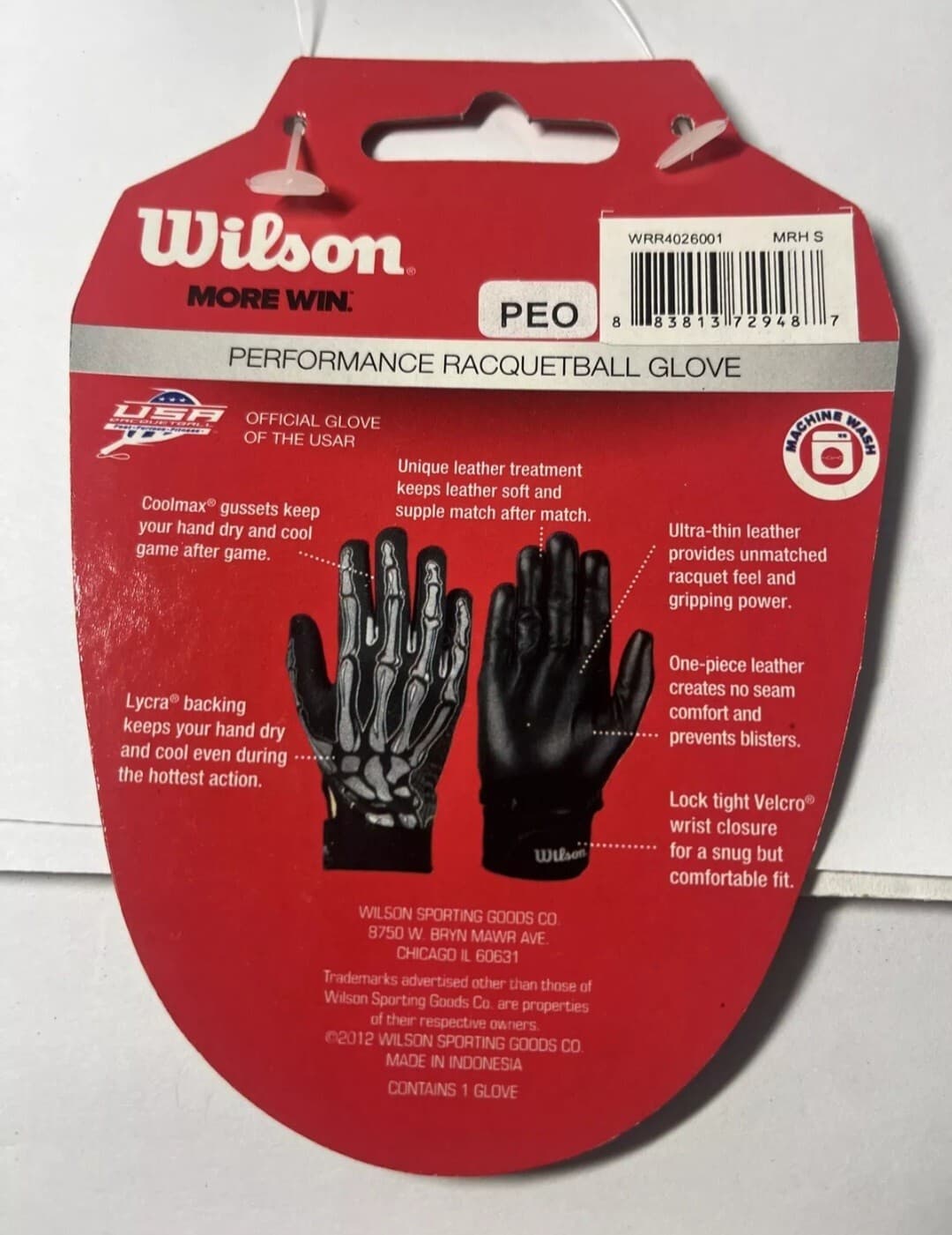 Wilson PEO Skeleton Leather Racquetball Pickleball Glove Unisex Right S Small 5