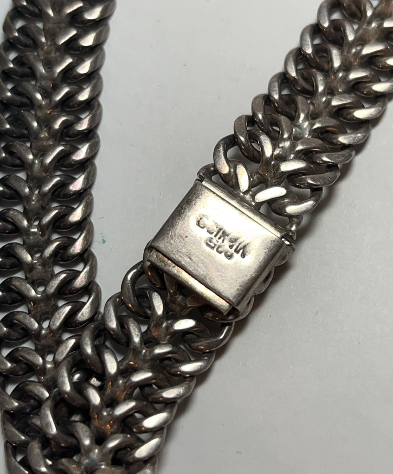 Massive Mexico 925 Silver Link Choker Necklace with Onyx center stone 5