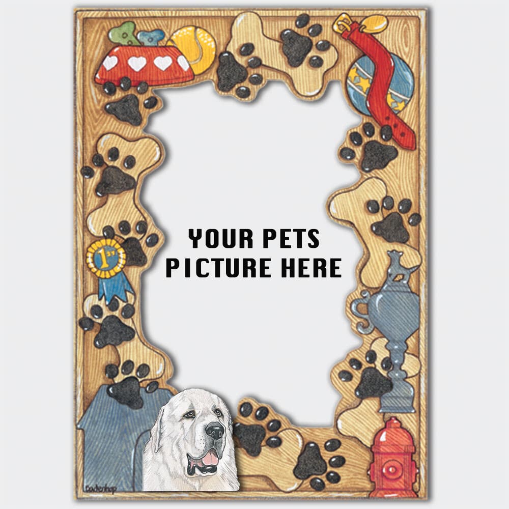 Great Pyrenees Wooden Picture Frame Die-Cut 2-Dimensional 5" x 7" Holds 4" x 6" 