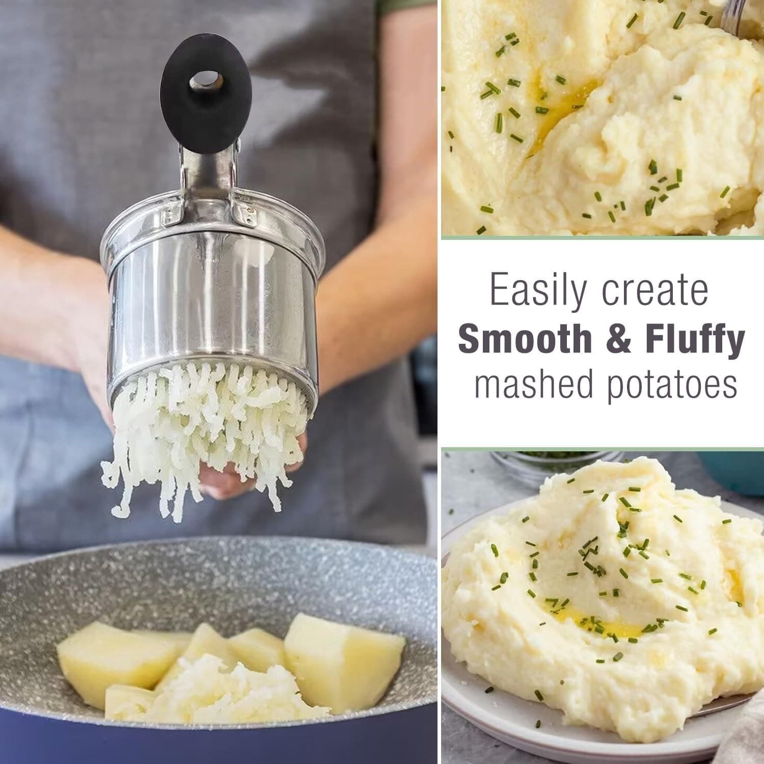 Potato Ricer, AITRAI Large 15oz Potato Ricer and Masher Heavy Duty Stainless Ste 2