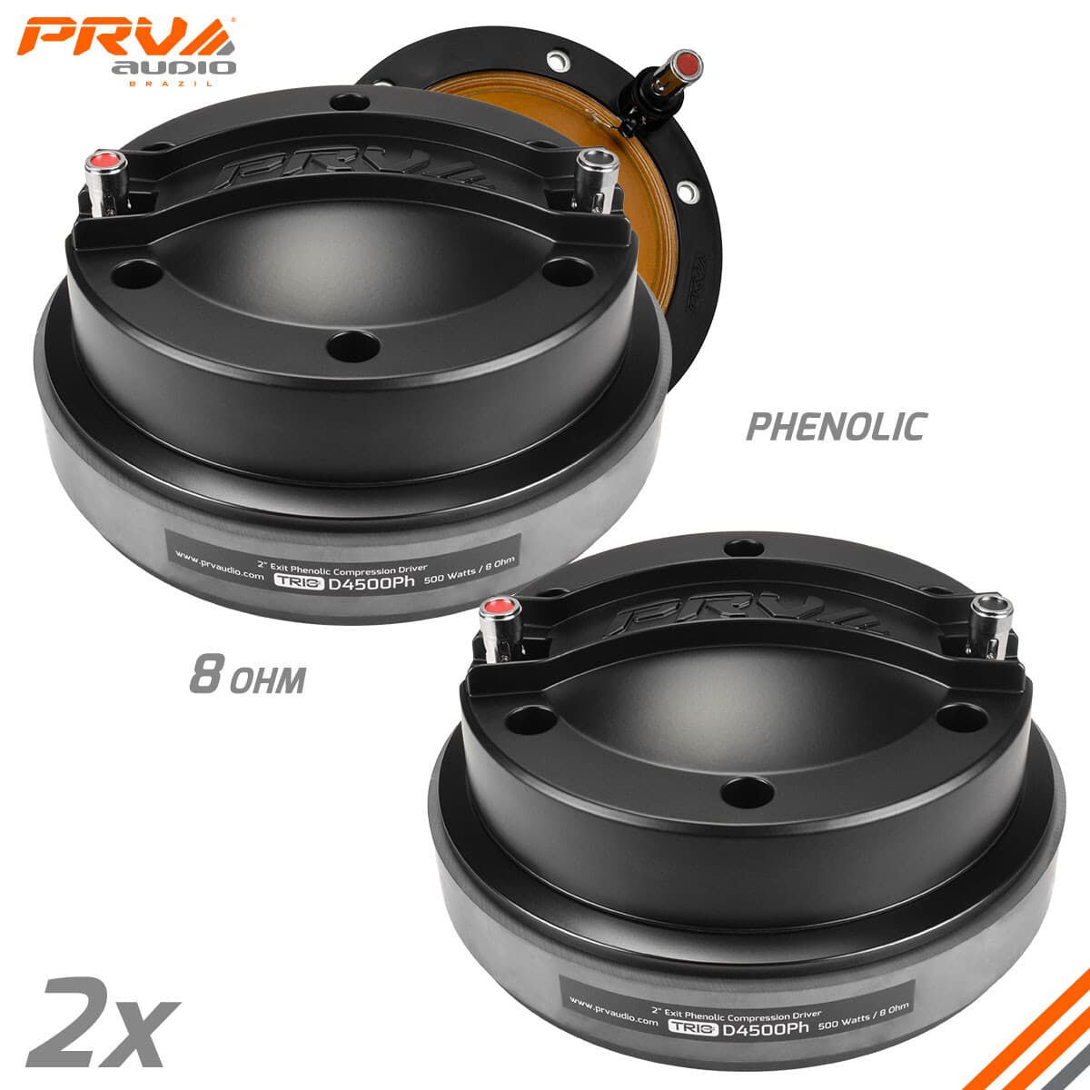 2x PRV Audio D4500Ph Phenolic Compression Driver 1000 Watts 4" Voice Coil 8 Ohm