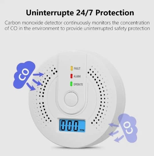 Carbon Monoxide Warning Alarm Sensor LED Digital Battery | Powered 2