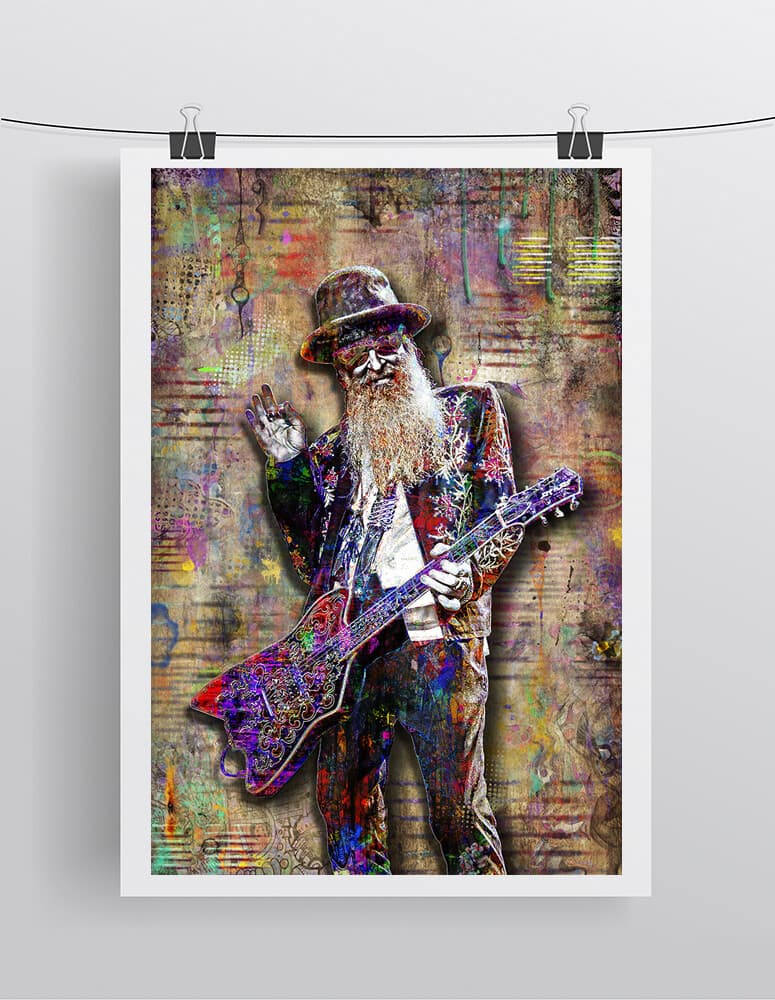 ZZ TOP Billy Gibbons 12x18inch Poster Artwork  ZZ Top Tribute Free Shipping 2