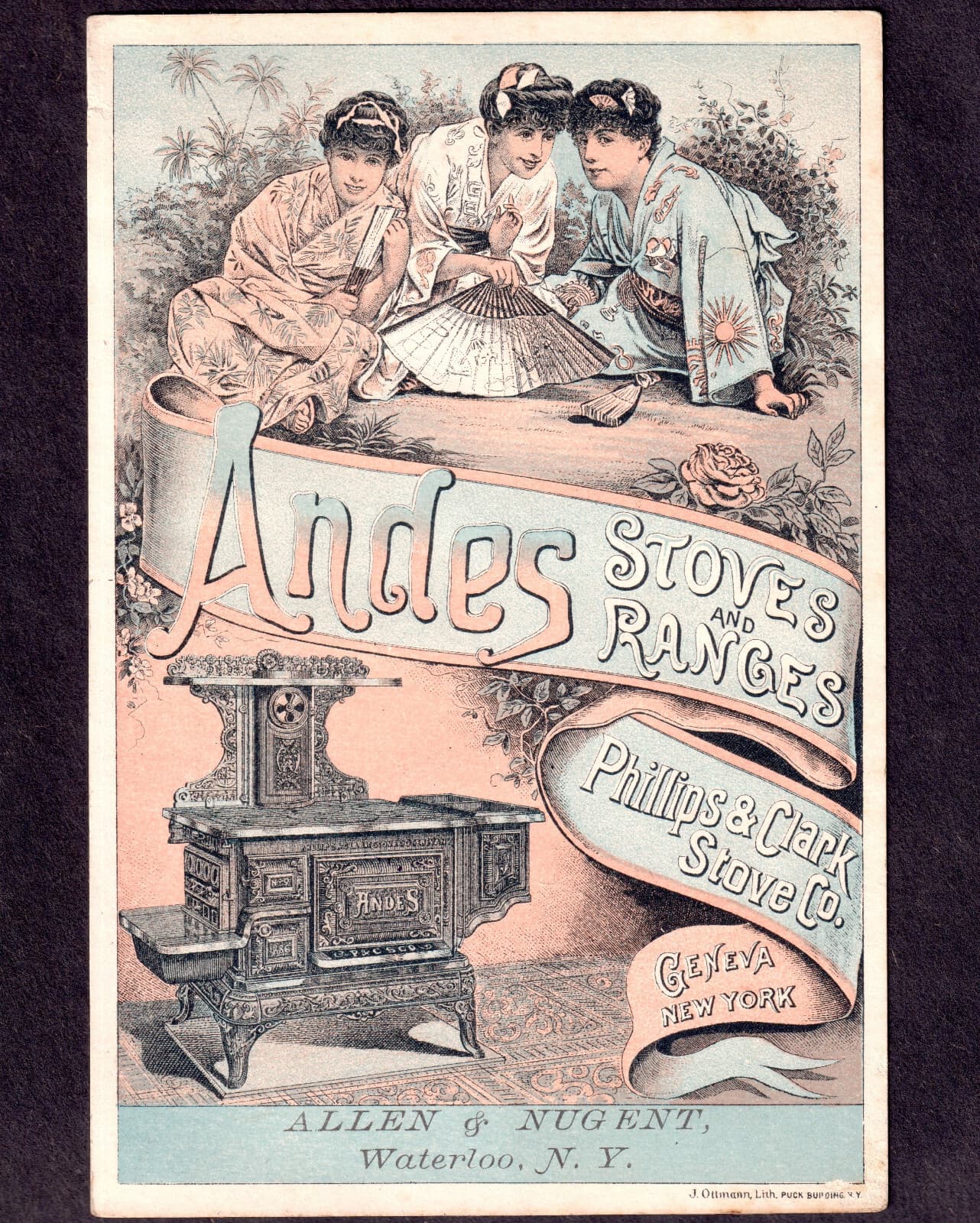 Mikado 1800's Gilbert & Sullivan Theater NY Andes Stove Ad Victorian Trade Card 3