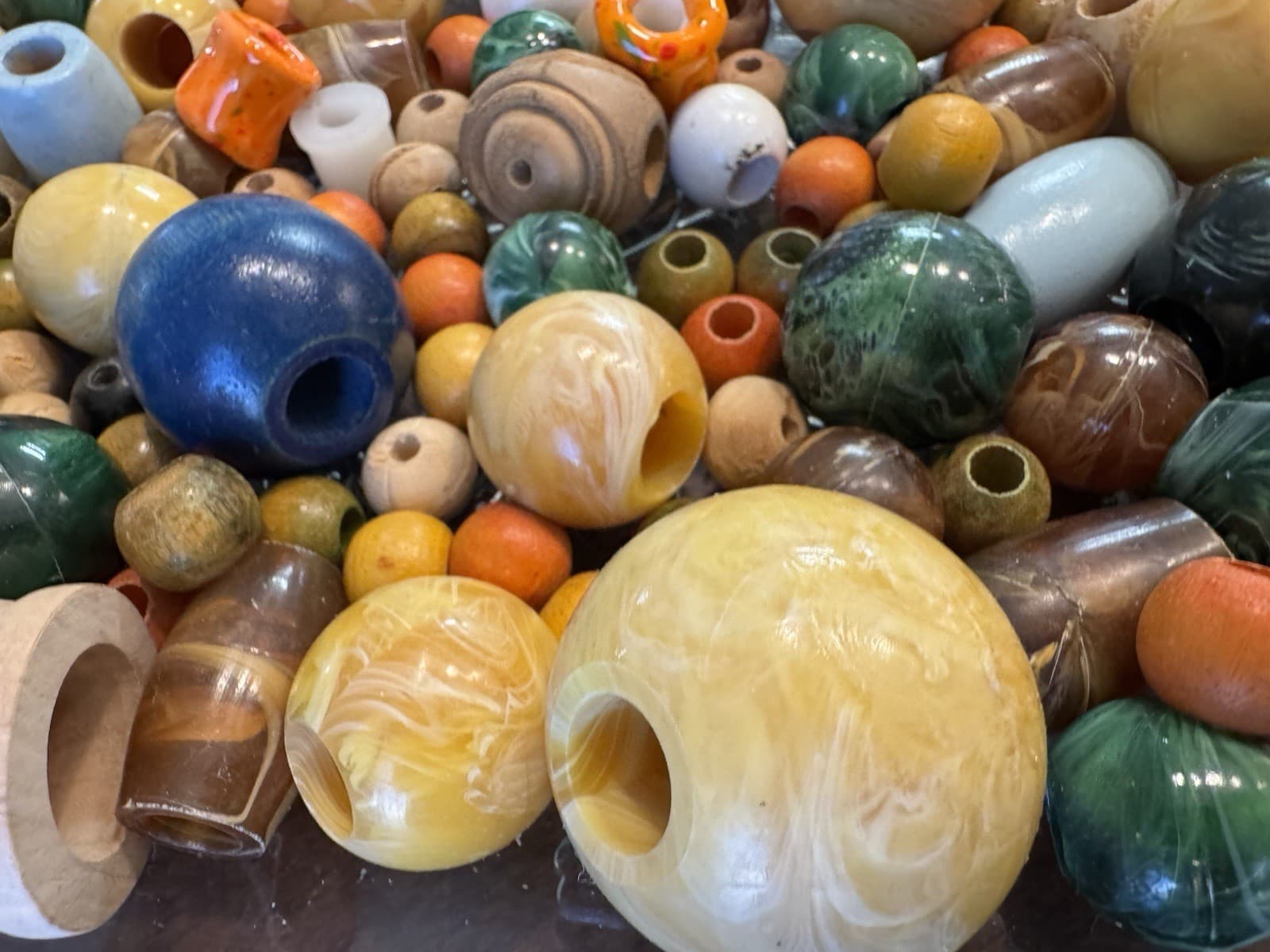 Vintage Macrame Wooden Ceramic Plastic Big Beads 3