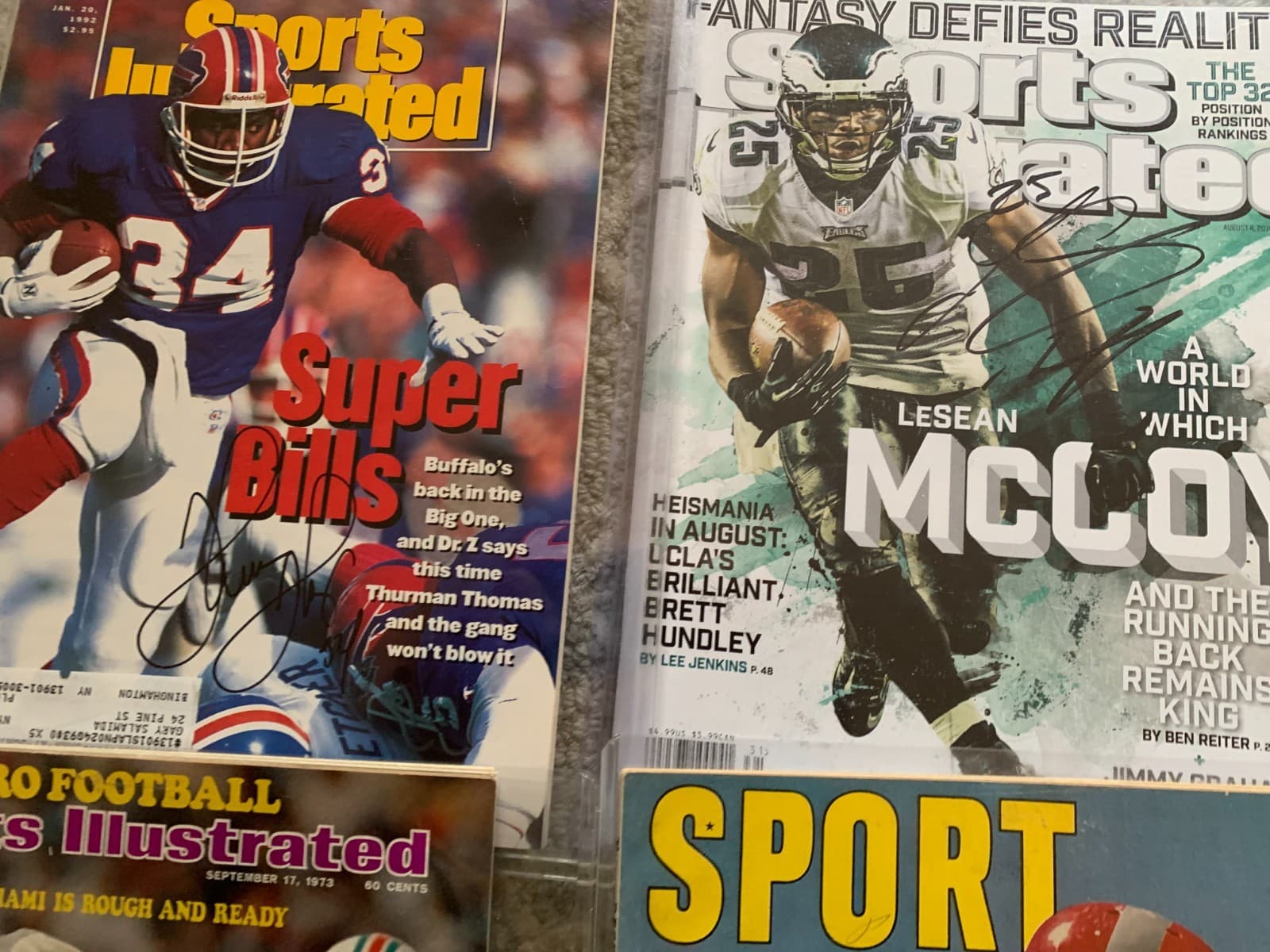 FOOTBALL HOF AUTO SIGNED  Lot Thurman Thomas, Eric Dickerson, Csonka, McElhenny 2