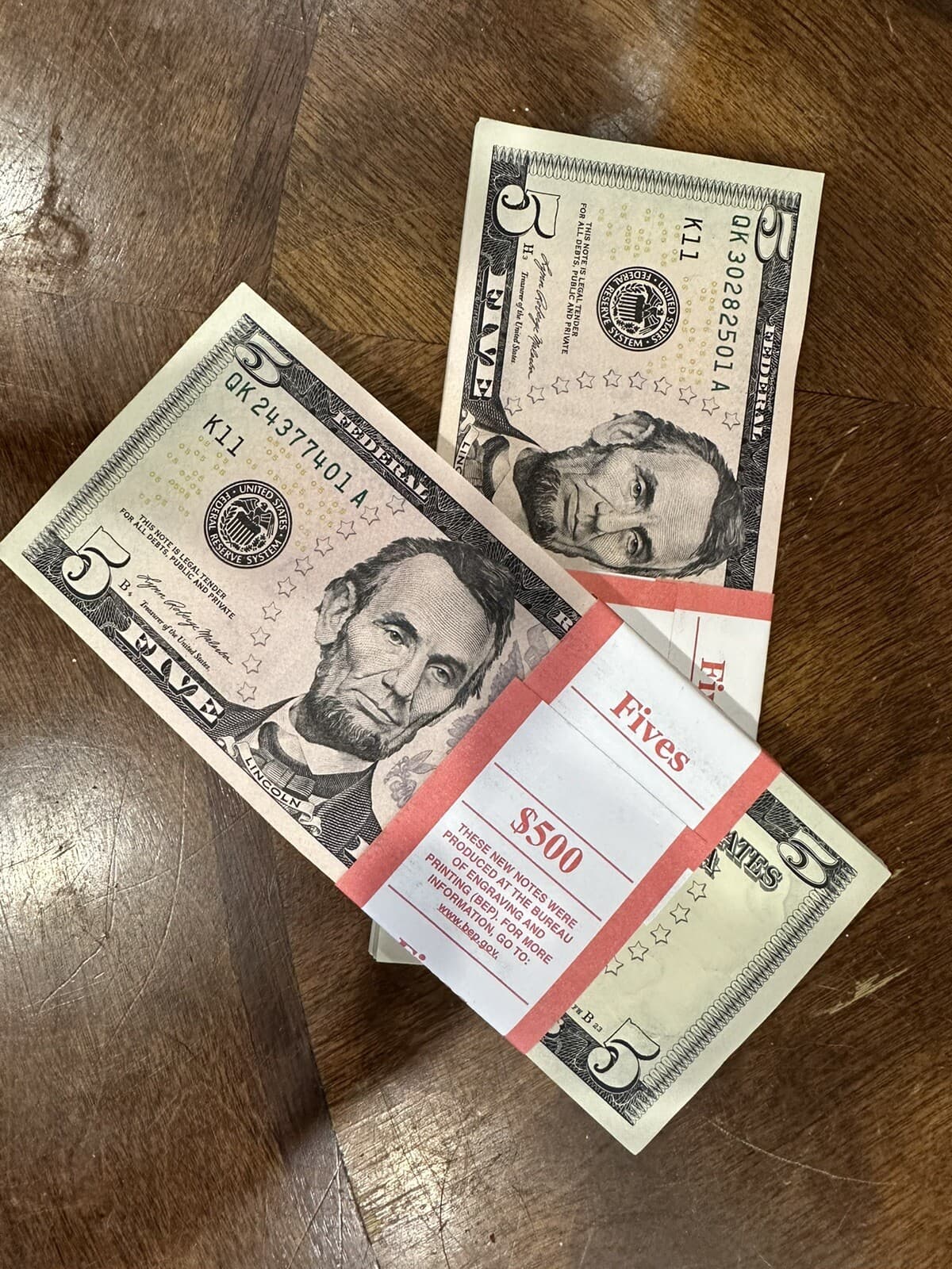 NEW UNCIRCULATED FIVE Dollar Bills, SERIES 2021  $5 Sequential Notes LOT of 100 6