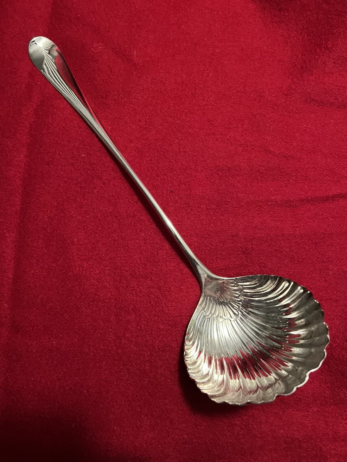 C.1761 Georgian Sterling Silver Crested Hanoverian Soup Ladle Alexander Johnston