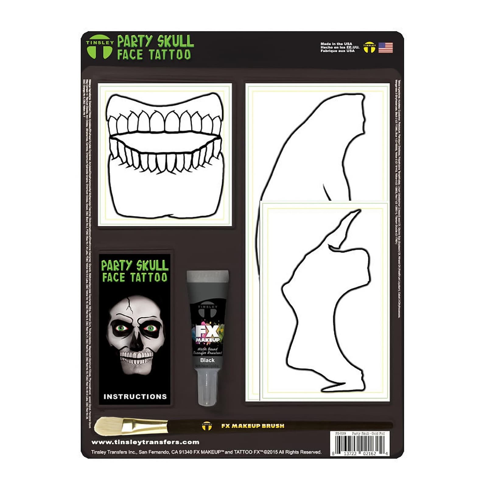 Metallic Gold Skull Tatoo Fx Costume Accessory 2