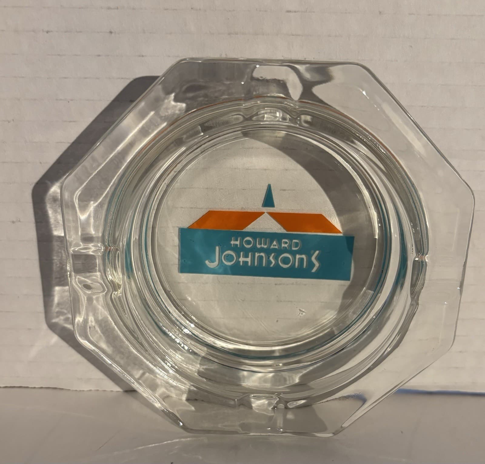 Vintage Howard Johnson’s Hotels Logo Glass Ashtray 4.5" Hexagon 4