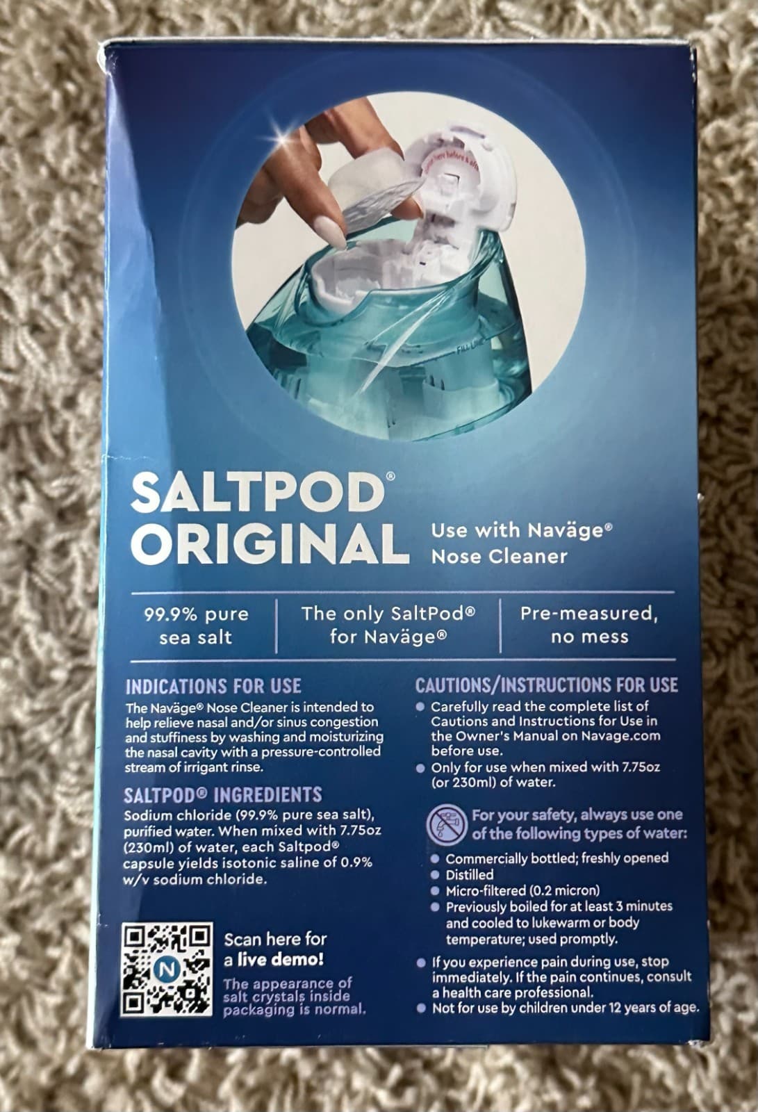 NEW Navage Nasal Care Original 60 Saltpods Exp 5/28 2