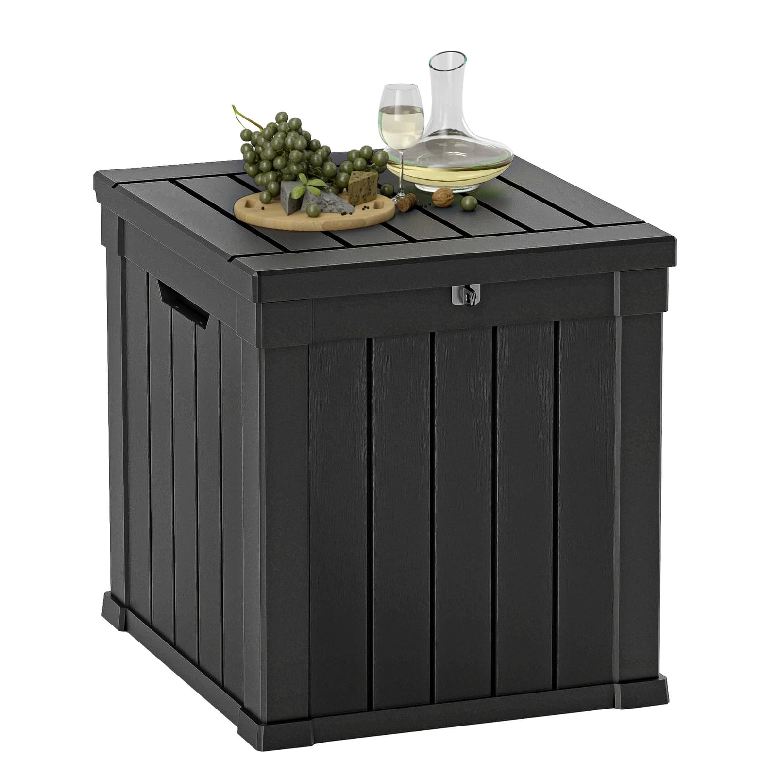 51-Gal Patio Storage Bench Box Weatherproof Resin Deck Chest with Lock & Handles