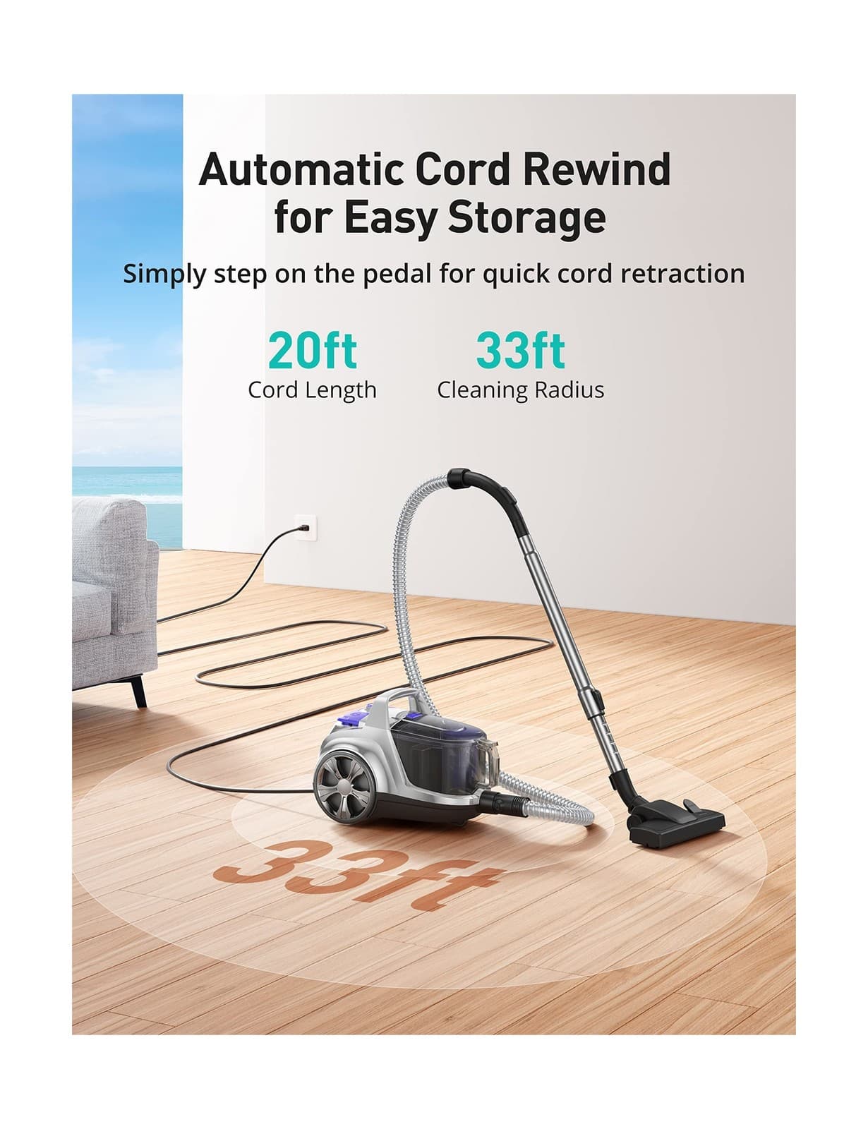 Aspiron Canister Vacuum Cleaner, Lightweight Bagless Vacuum Cleaner... Fast Ship 5