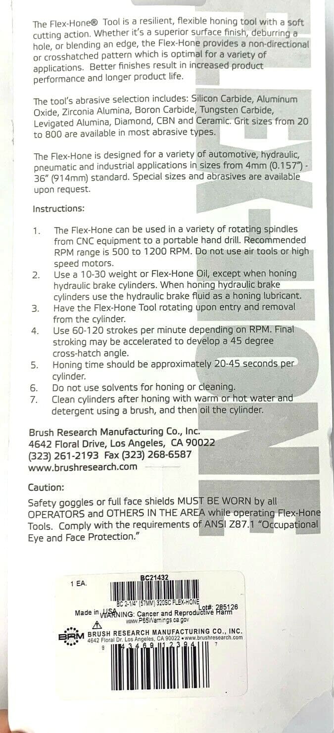 2-1/4" 320 GRIT SILICON CARBIDE FLEX HONE BRUSH RESEARCH (57MM) BC21432 - NEW! 4