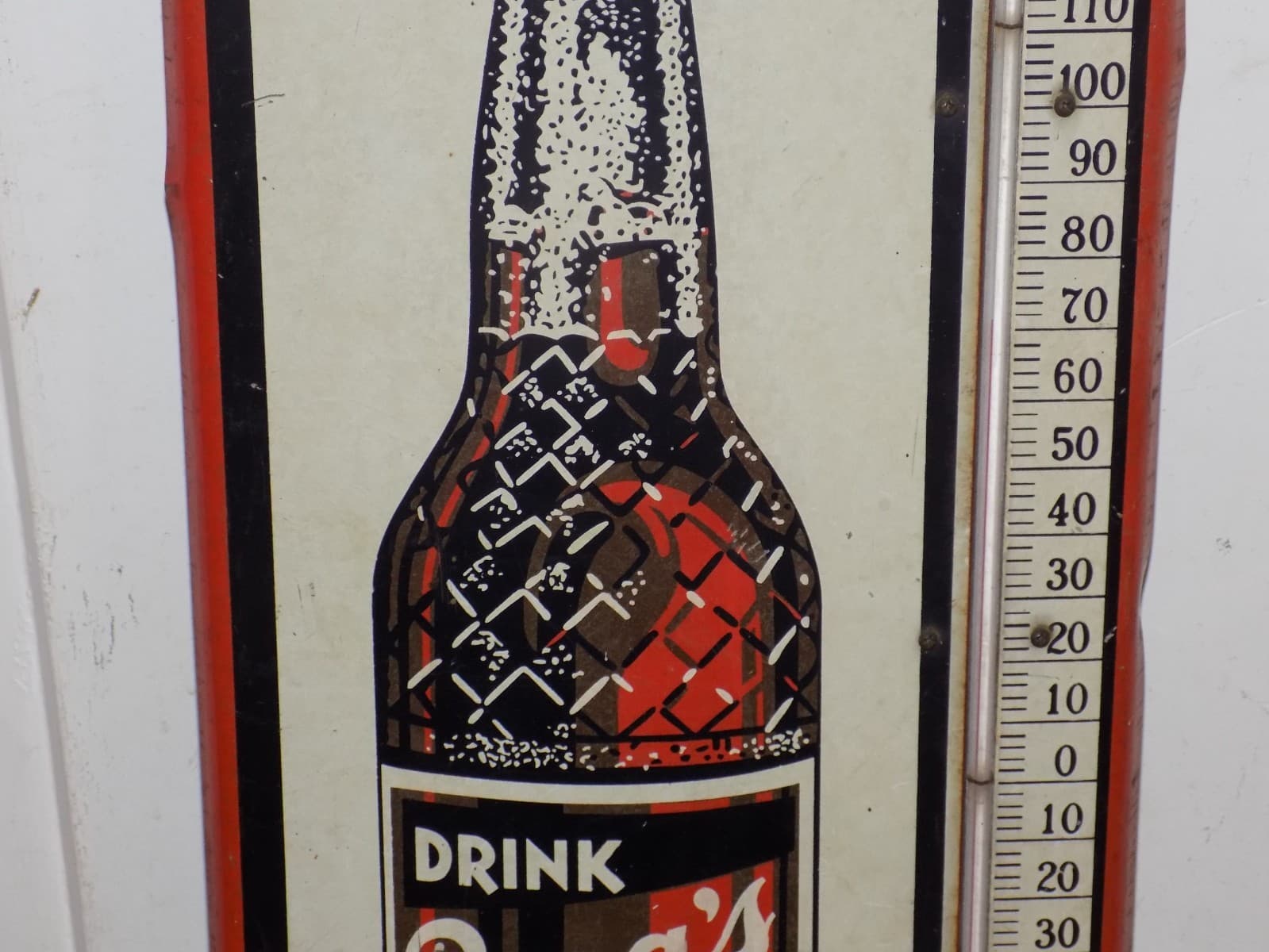 Vintage Drink Barq’s Root Beer Metal Thermometer, It Works!. 3