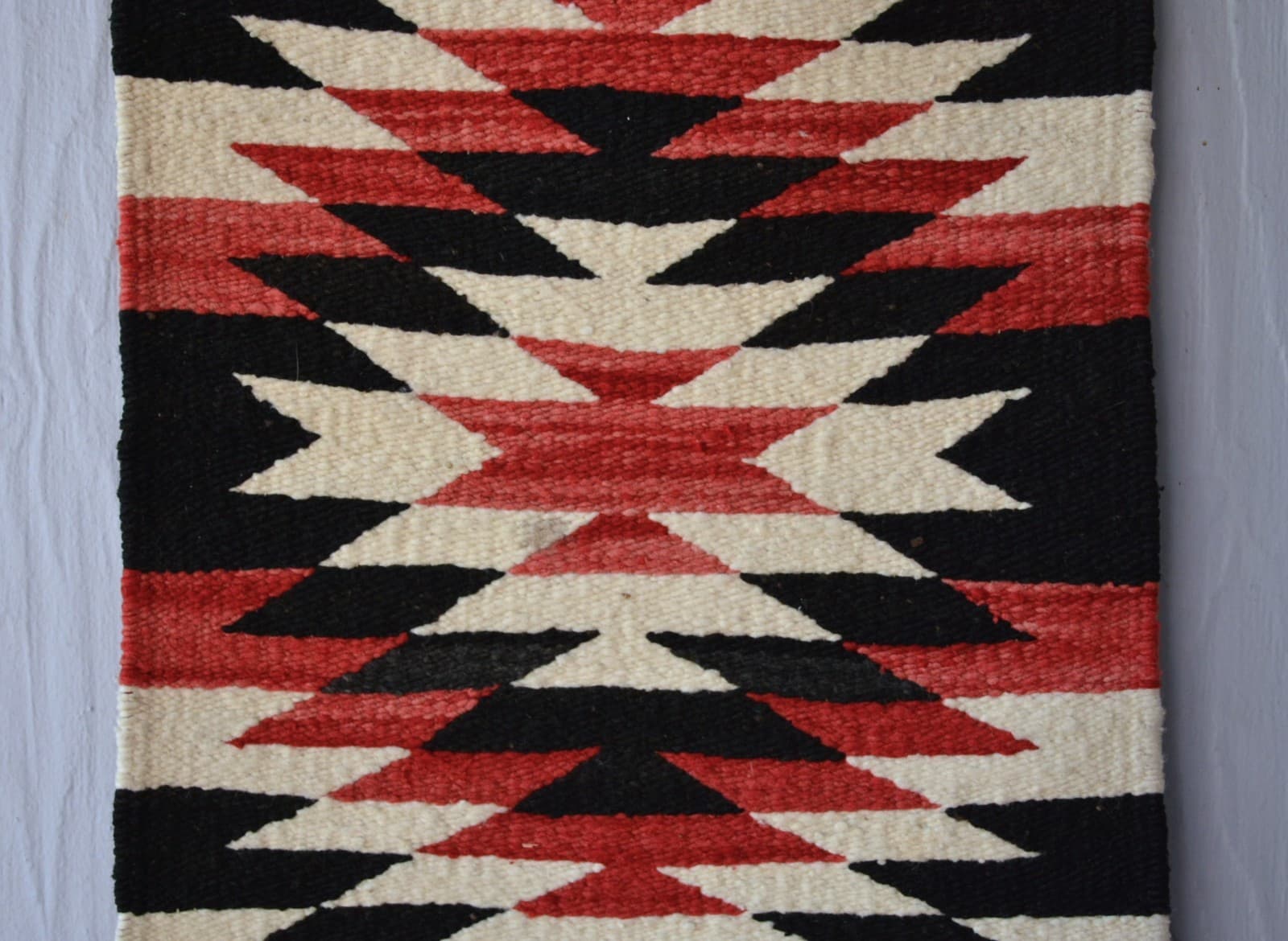 Old Navajo Rug - Red Diamond Ganado Eye Dazzler - 38" x 17.5" 4