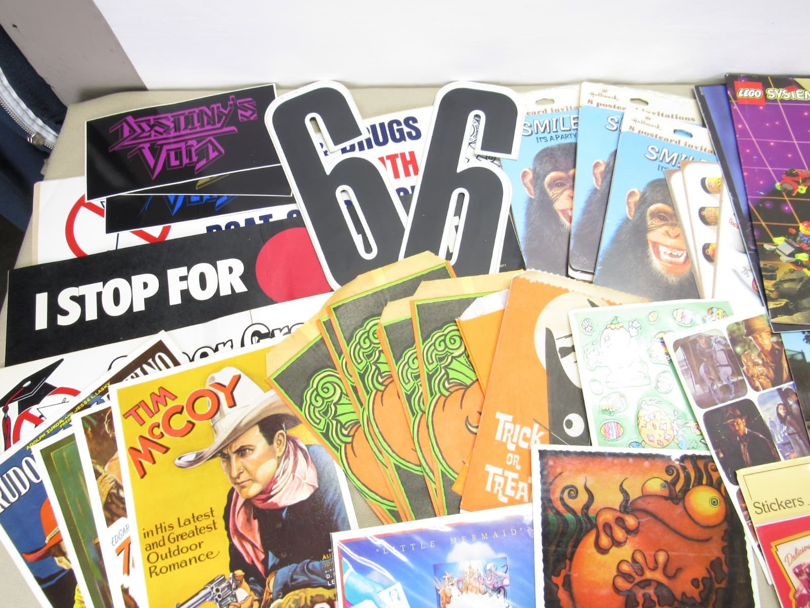 Large Vintage Paper Ephemera Lot Stickers Patches Treat Bags Postcards Catalogs 2