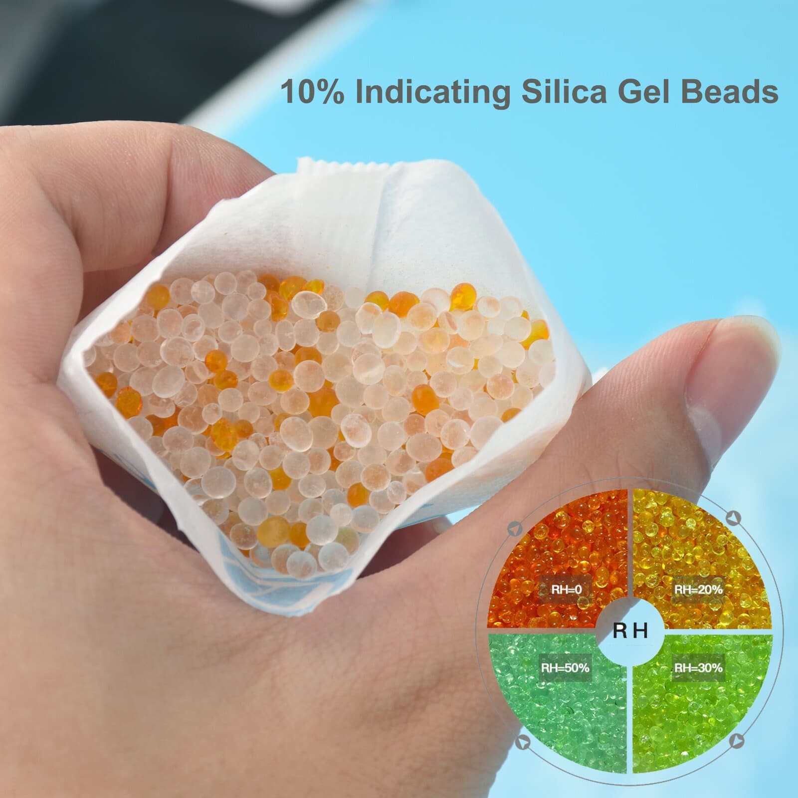 10 Gram 250 Pack Silica Gel Packets Color Indicating Dessicant Food Grade NP 2