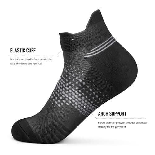  Ankle Compression Socks for Women 6 Pairs, Large-X-Large Black（6 Pairs） 5