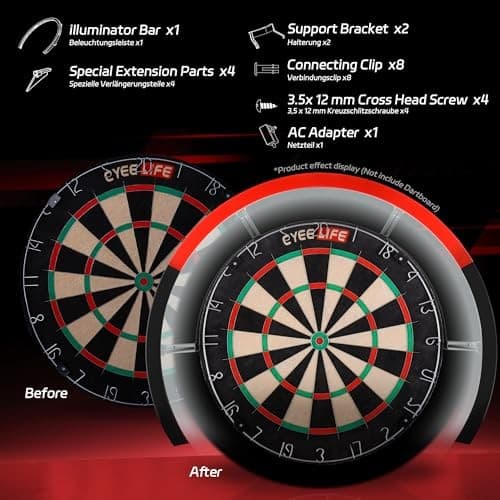  Dartboard Lighting System, White LED Dartboard 270° black and red 3
