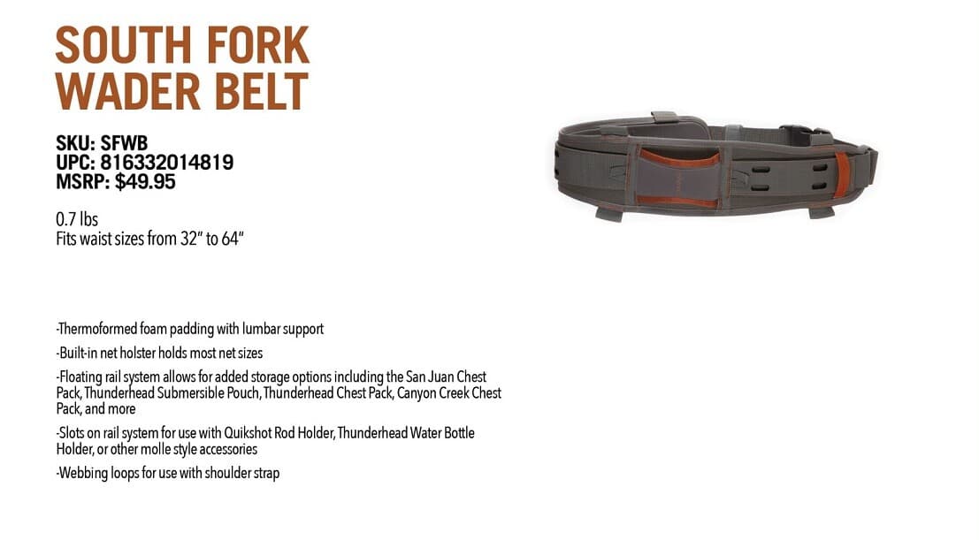 FISHPOND SOUTH FORK FLY FISHING WADER / WADING SAFETY / LUMBAR SUPPORT BELT - 2