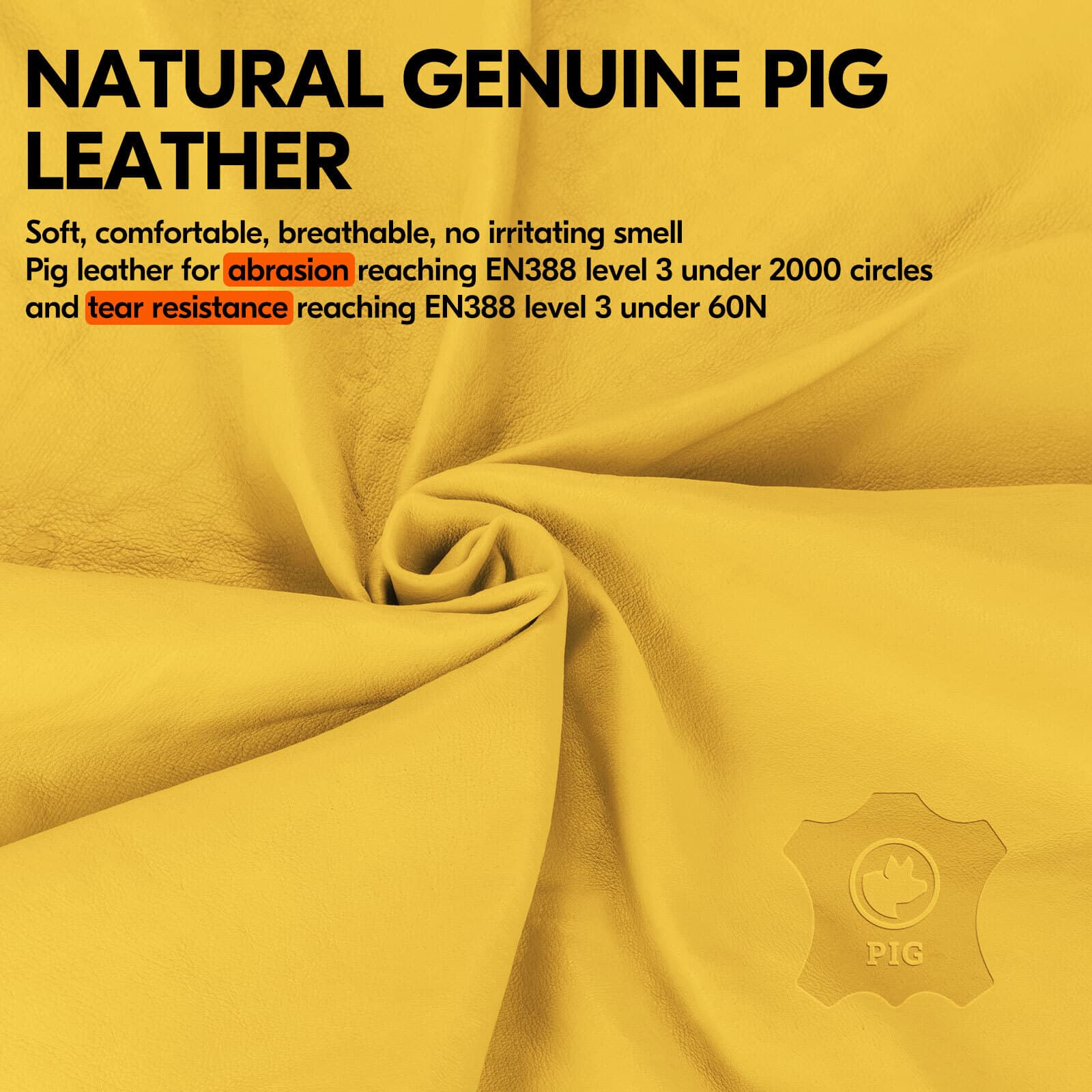 Vgo 1 Pair Pig Leather Mechanics Work Gloves,Anti-Vibration, Rigger (PA7726) 2