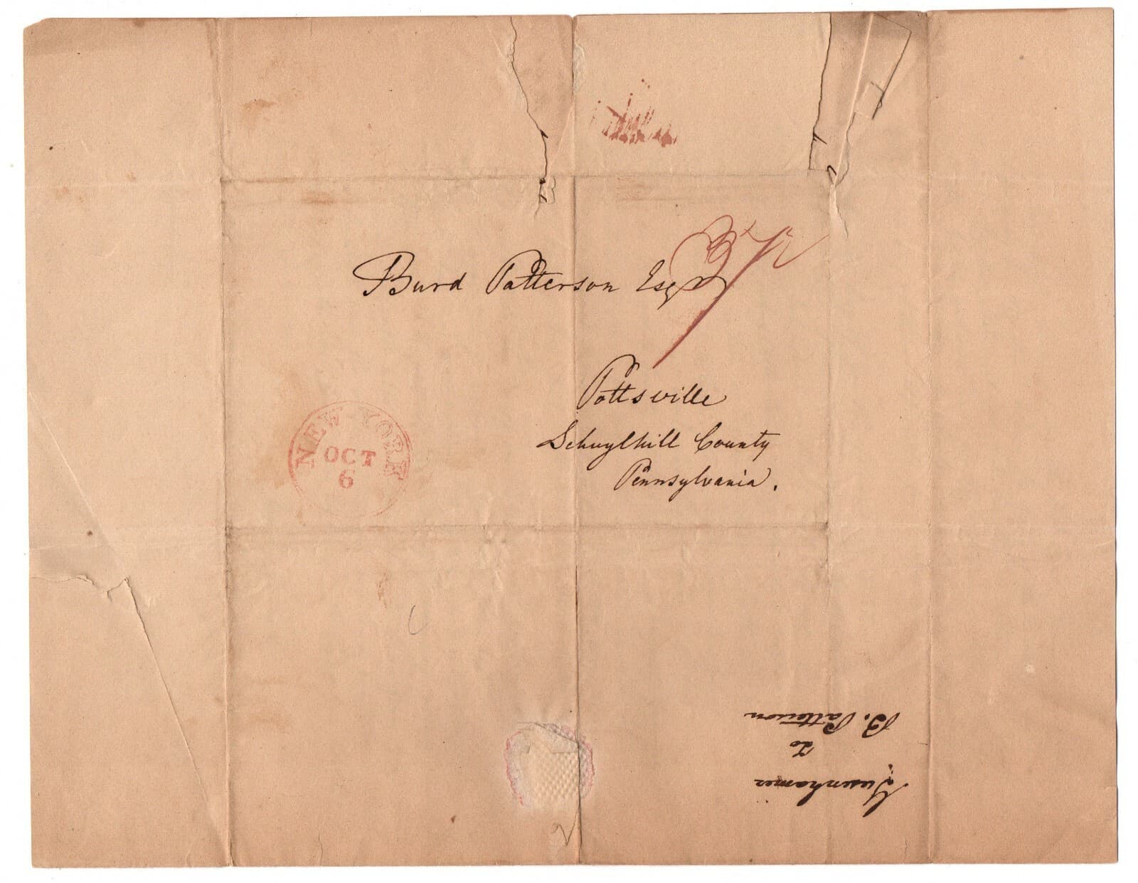 Stampless Cover / Letter 1832 Schuylkill Navigation, Silvercreek Railroad , Coal 3