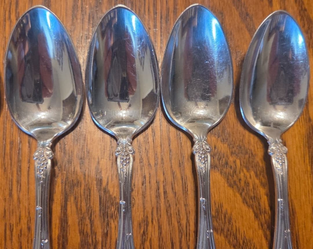 1847 ROGERS BROS VINTAGE GRAPE (1904) SET OF (6) SILVERPLATE TEASPOON 6" NO MONO 3