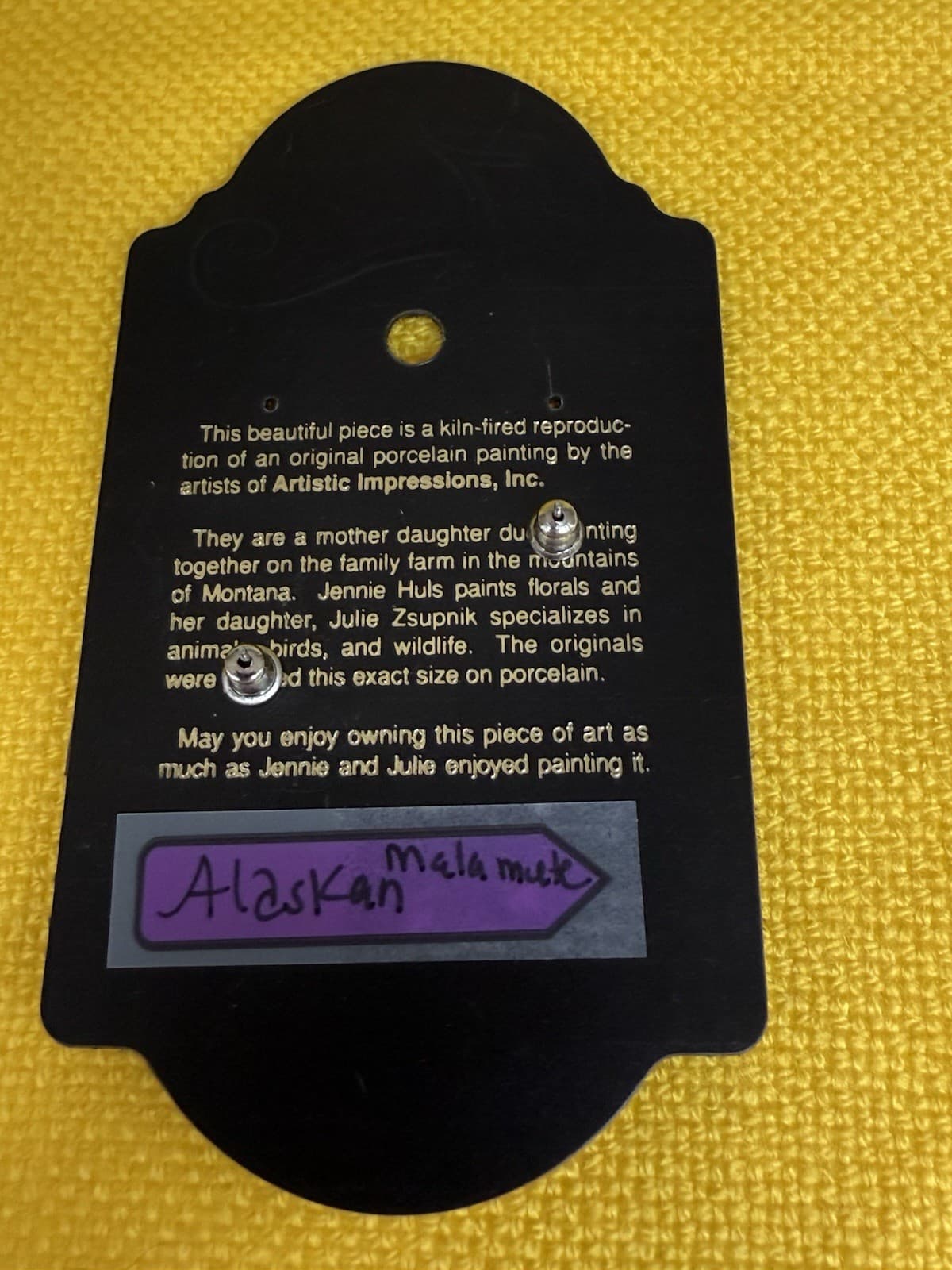 Alaskan Malamute Dog Earrings Posts Kiln Fired Porcelain Julie Zsupnik 4