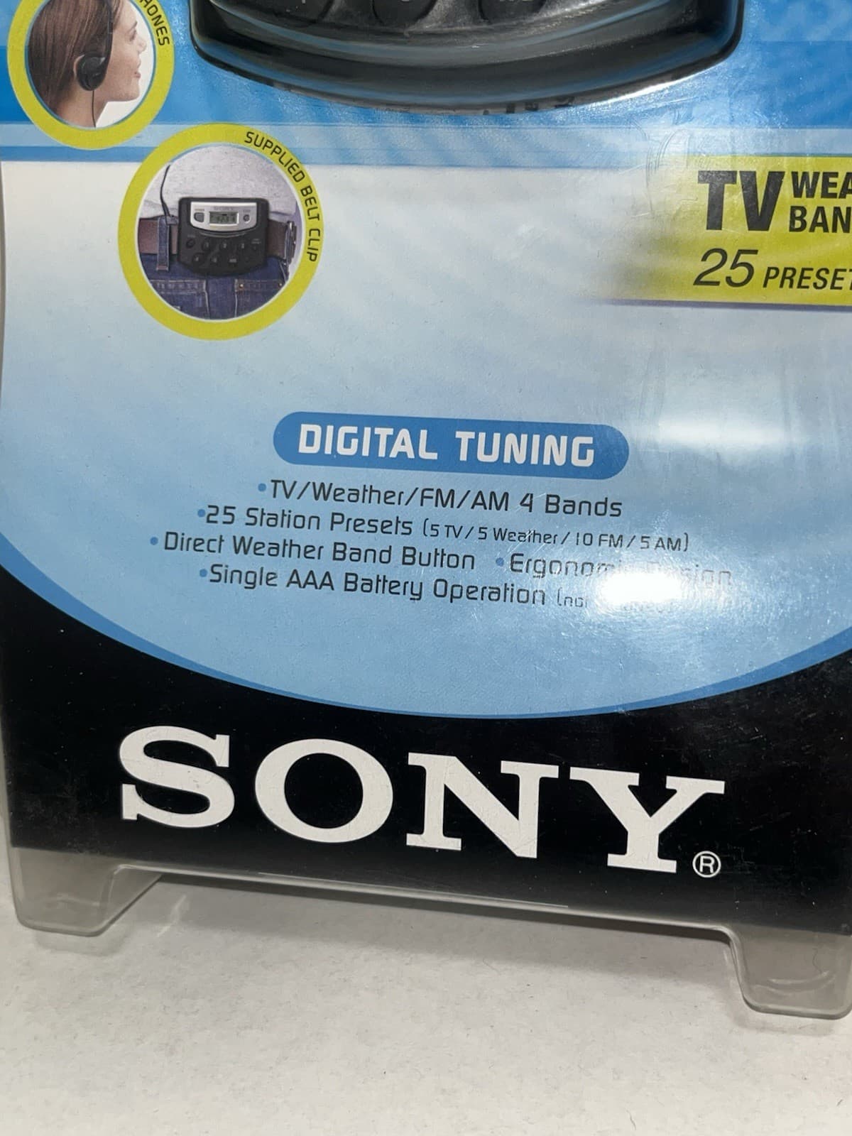 Sony SRF-M37V Walkman AM/FM Radio TV/Weather Digital Music 25 Presets NEW SEALED 6