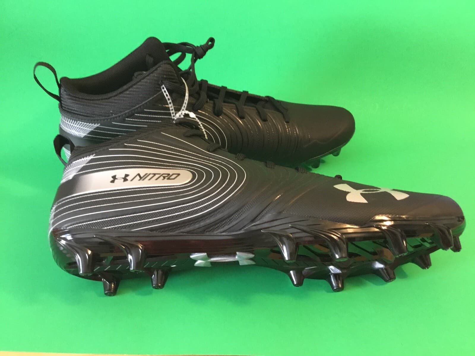 UNDER ARMOUR NITRO Men’s Football Cleats Shoes Size 13 Black w/Silver 4