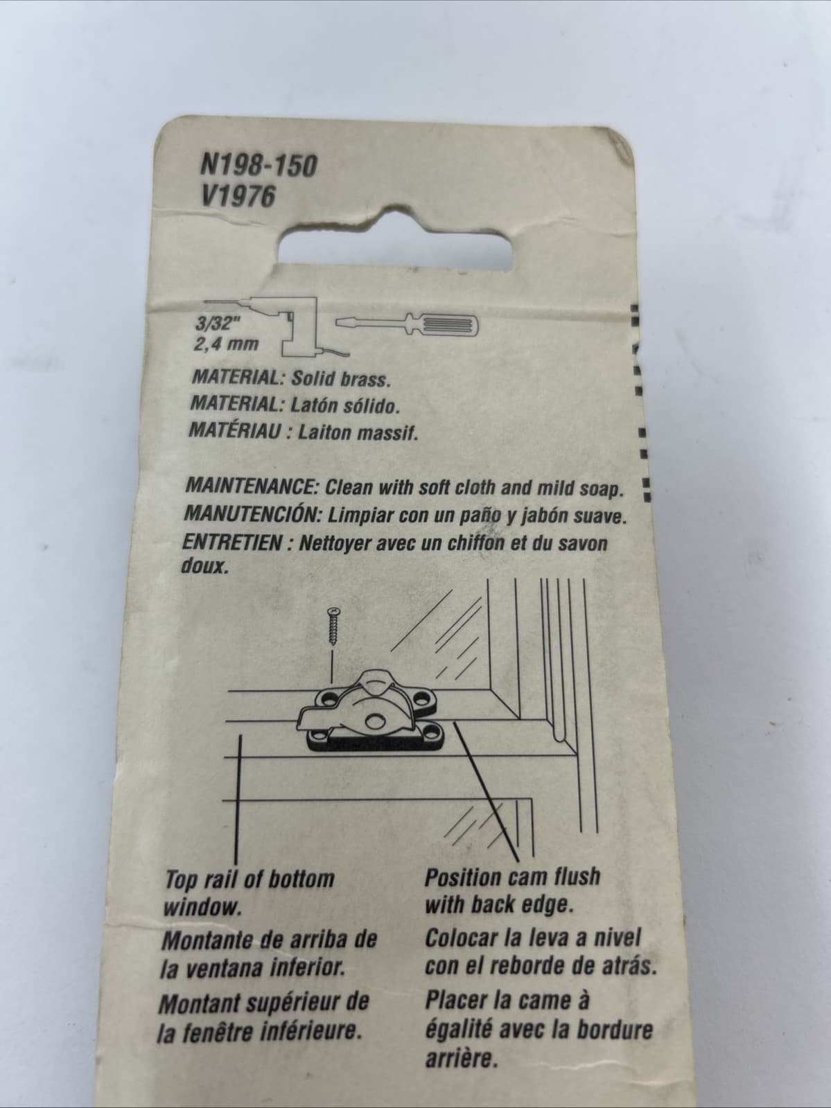 NOS Sash Lock Solid Brass National Mfg. Co. N198-150 V1976 USA Tight Seal Window 4