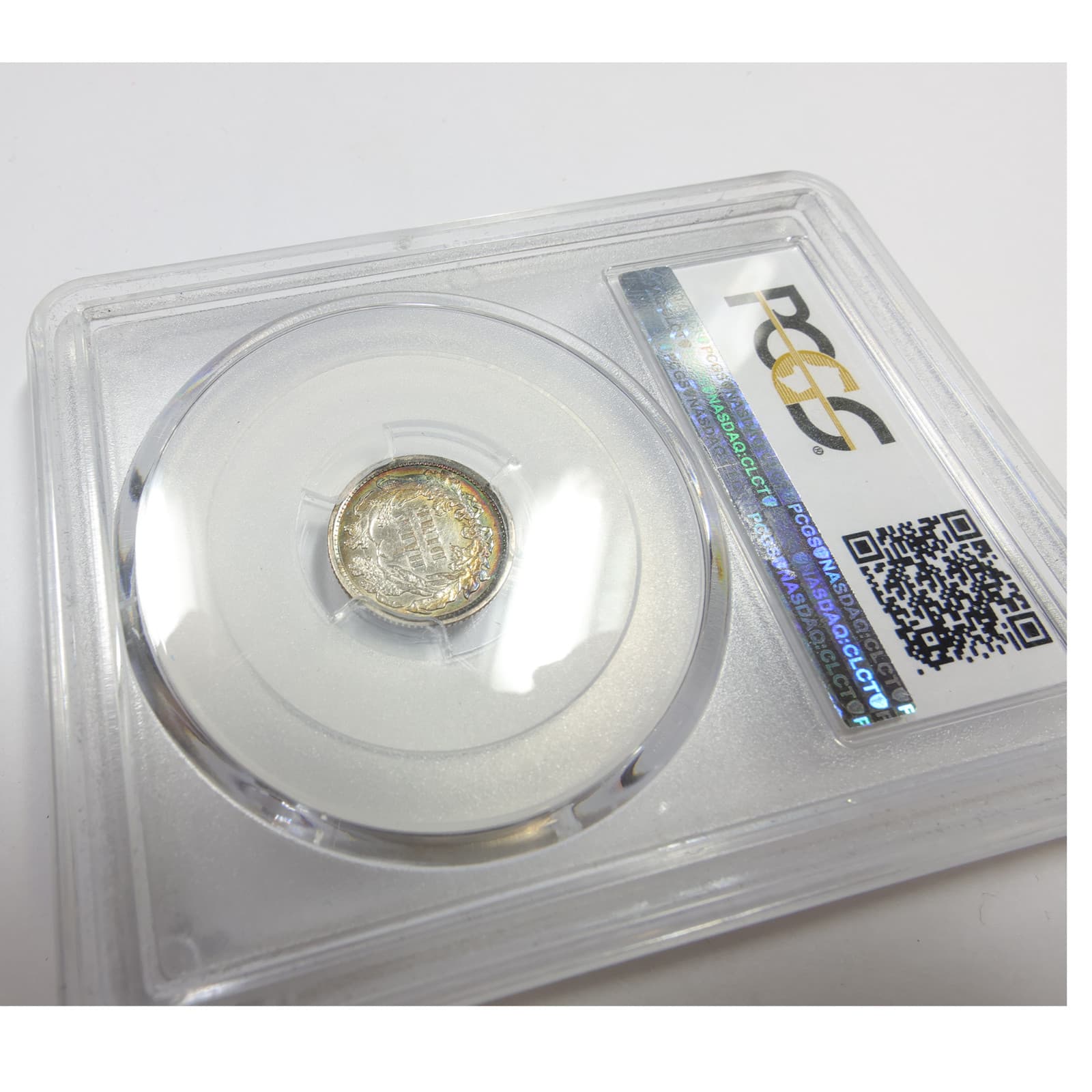 1871 P PCGS AU55 - Toned Silver Seated Half Dime H10C #57484A 5