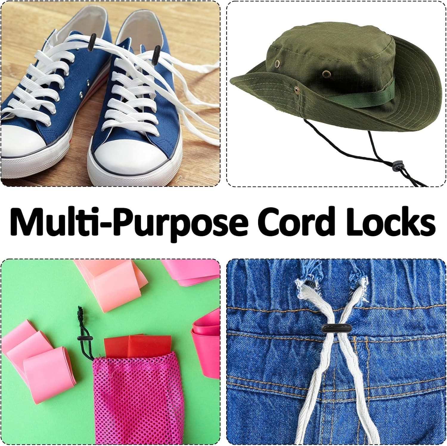 10Pcs Shoe Lace Tie Locks, Plastic Elastic Cord Locks for Drawstrings Double Hol 4