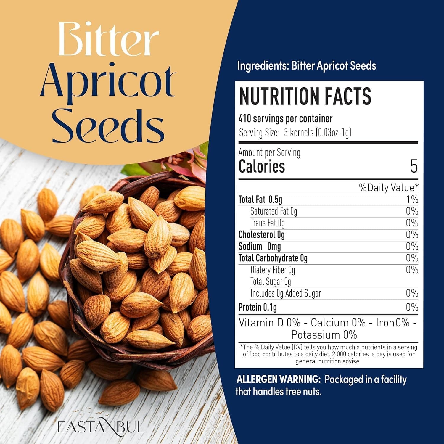 Organic Bitter Raw Apricot Kernel Premium Seeds 14.5oz Gluten Free Vegan USDA 2