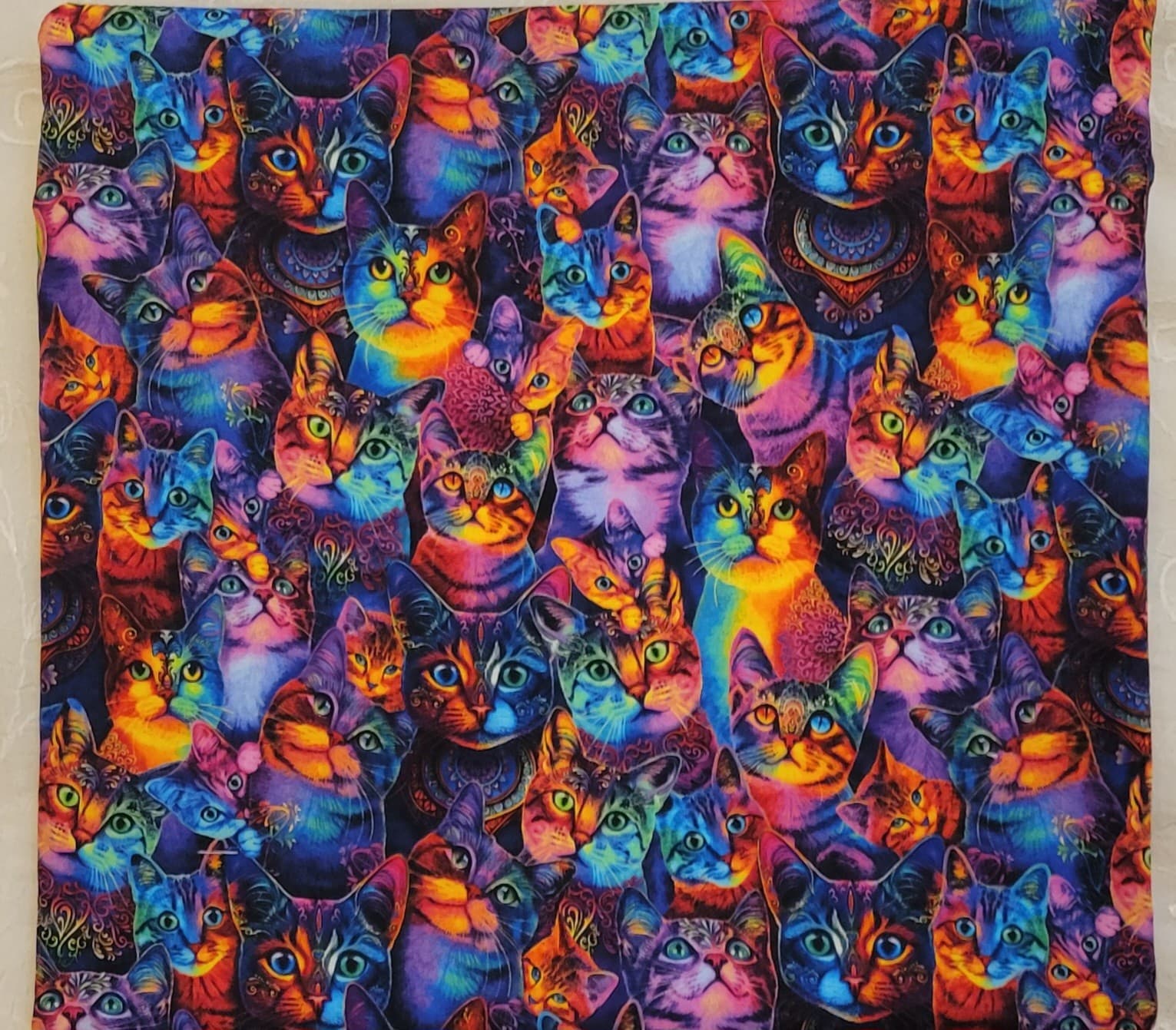 Psychedelic Cats  Cross Stitch Project Bag Medium Size 3