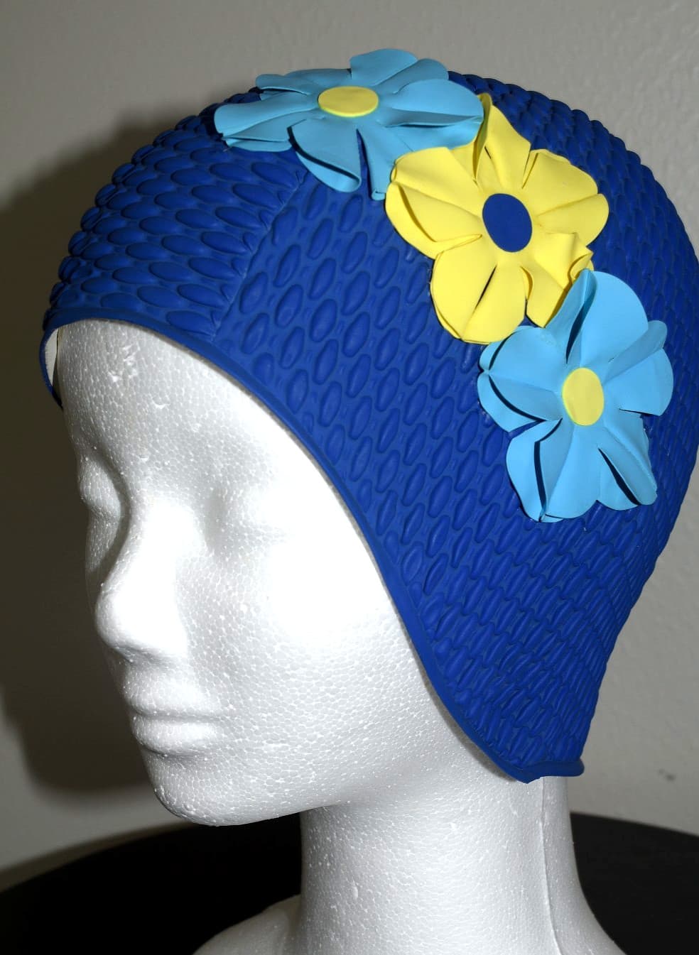 New Adult Vintage Retro Style Floral Bubble Swim Cap Water Aerobics Swimming