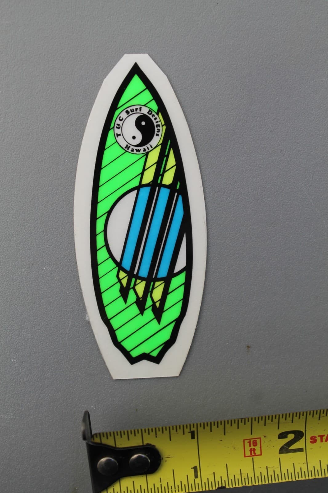 T&C Town Country Surfboards Clear Neon Green OG 80's V3A Vintage Surfing STICKER 4